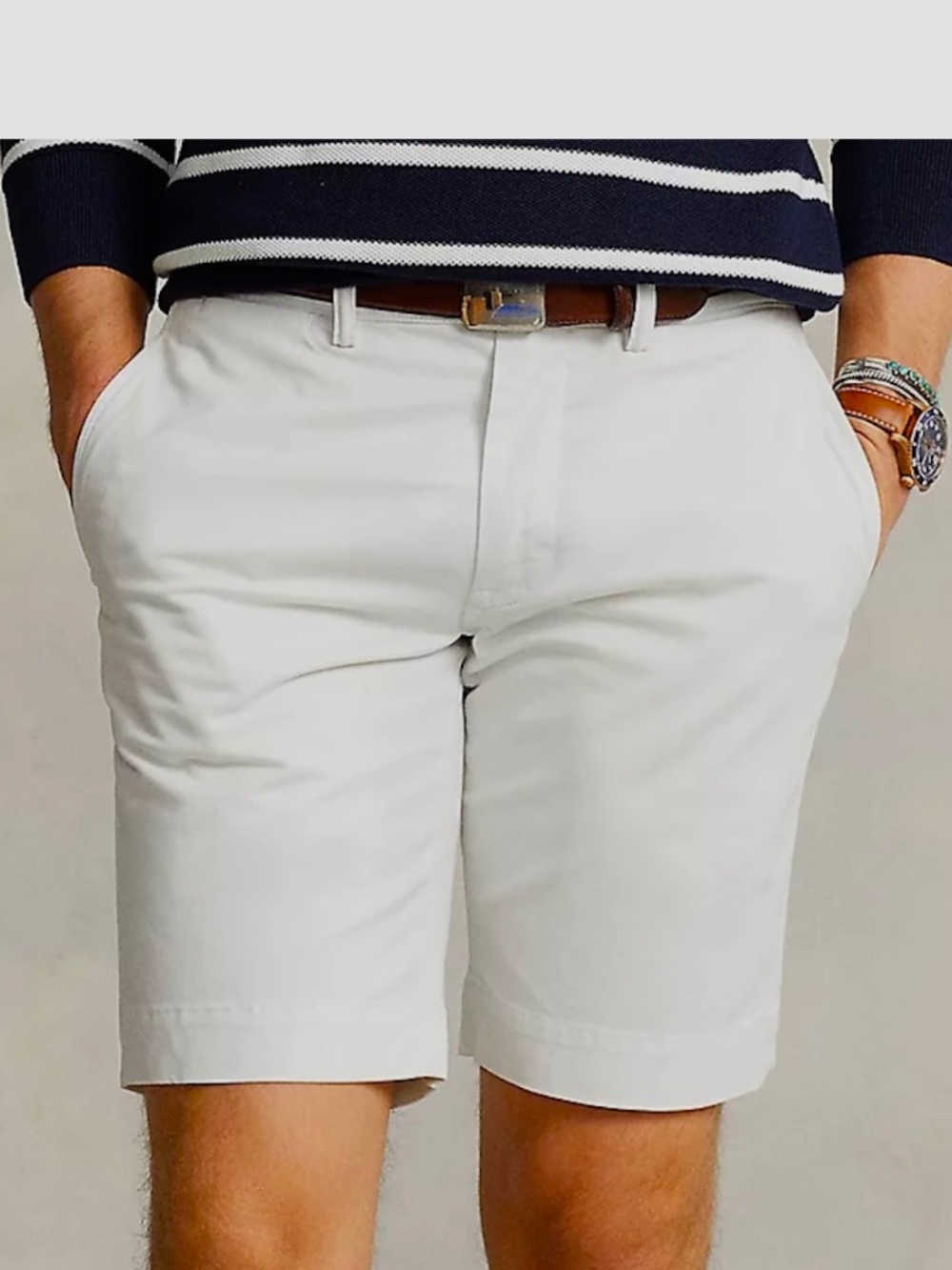RALPH LAUREN POLO Varick Shorts (32W x 6.5L) Light Grey (New No Tags) $150 MSRP